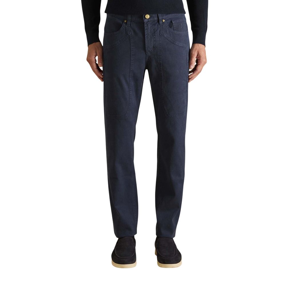 Blue Elastane Skinny Pants