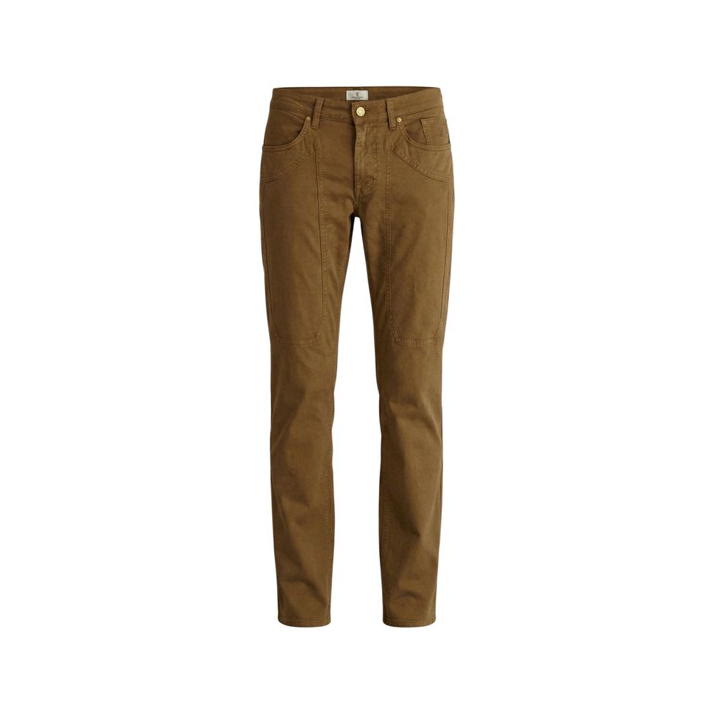 Beige Elastane Skinny Pants