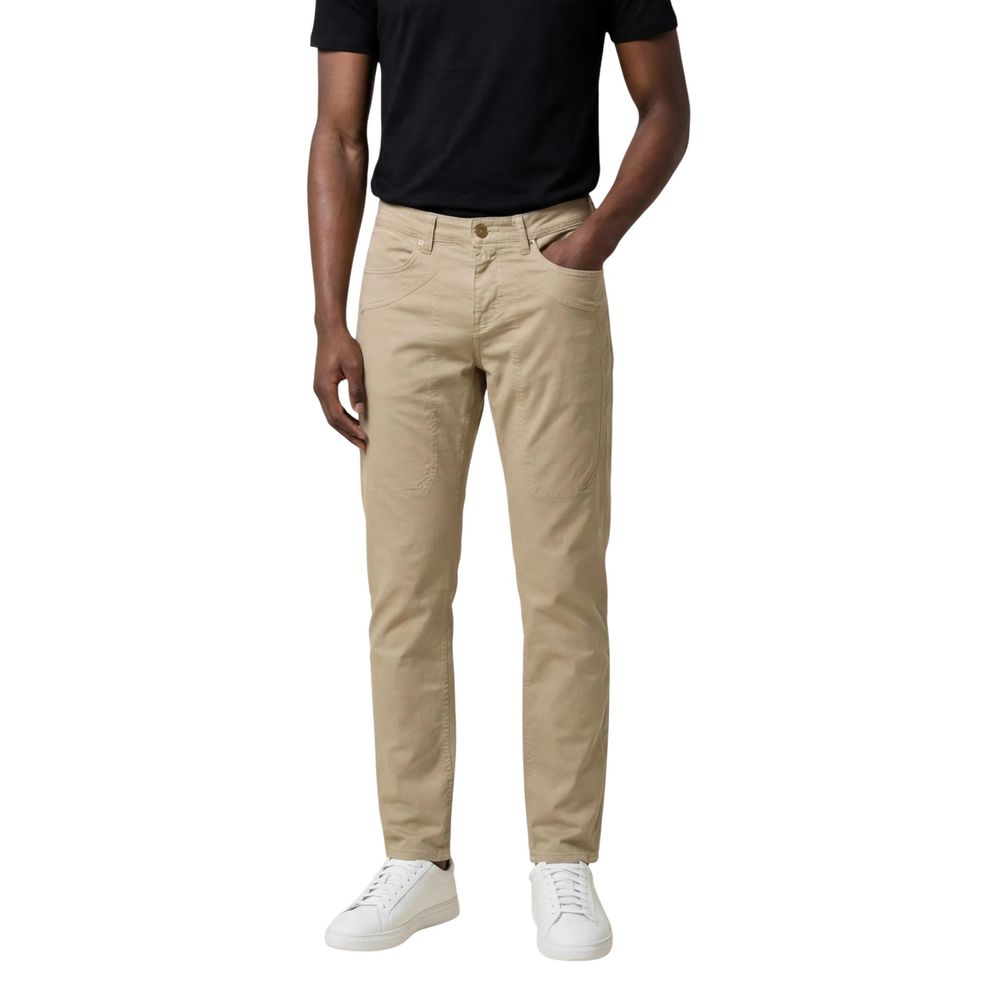 Beige Elastane Skinny Pants