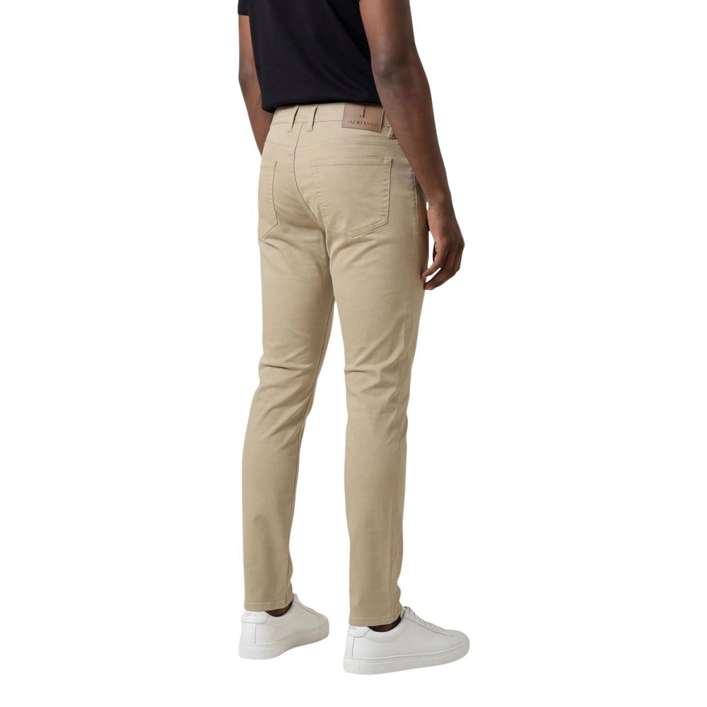 Beige Elastane Skinny Pants