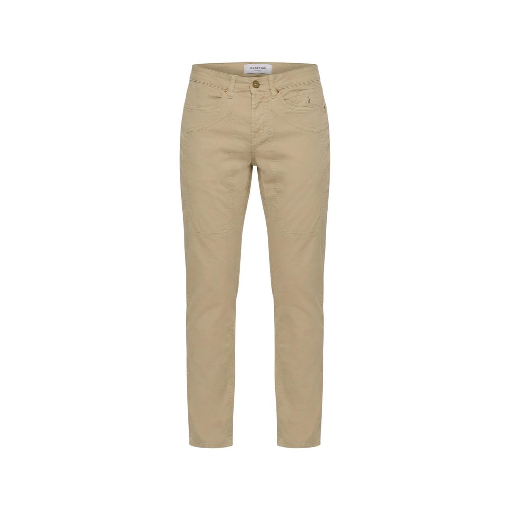 Beige Elastane Skinny Pants