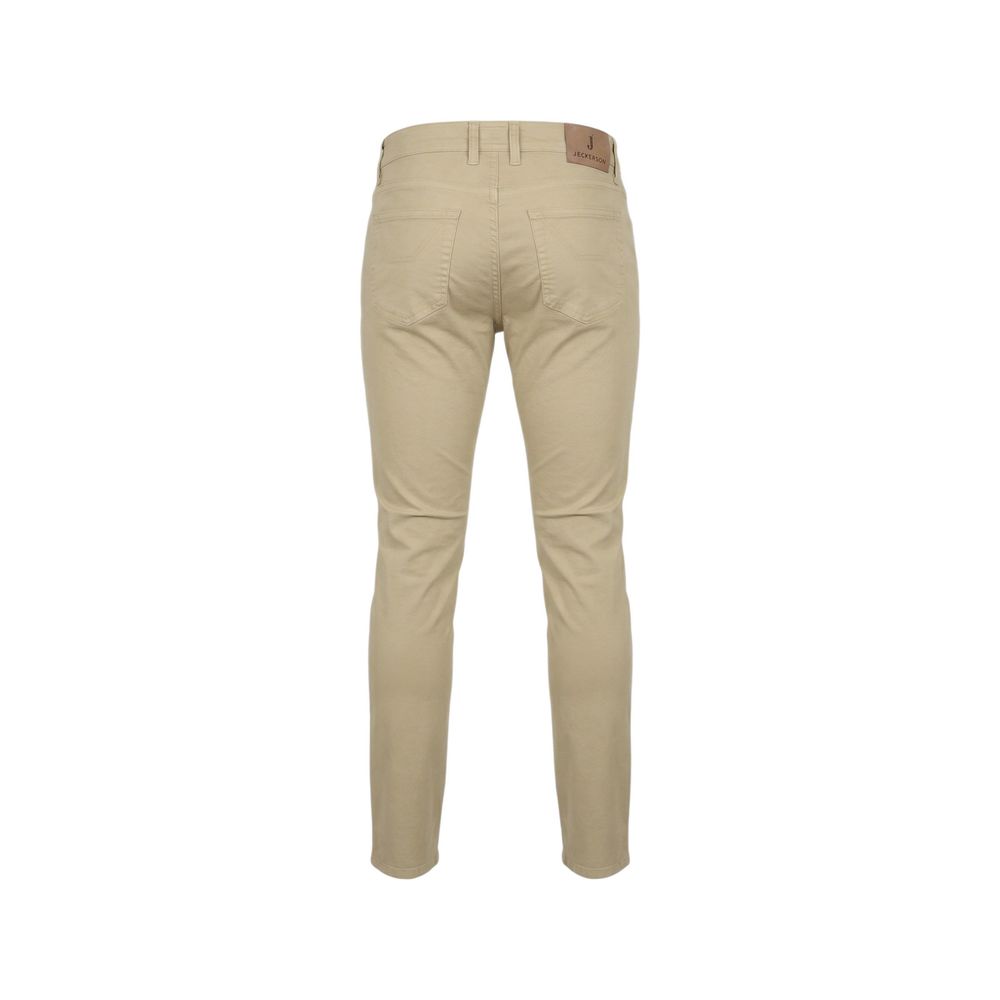Beige Elastane Skinny Pants