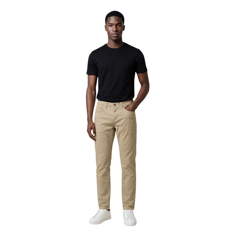 Beige Elastane Skinny Pants