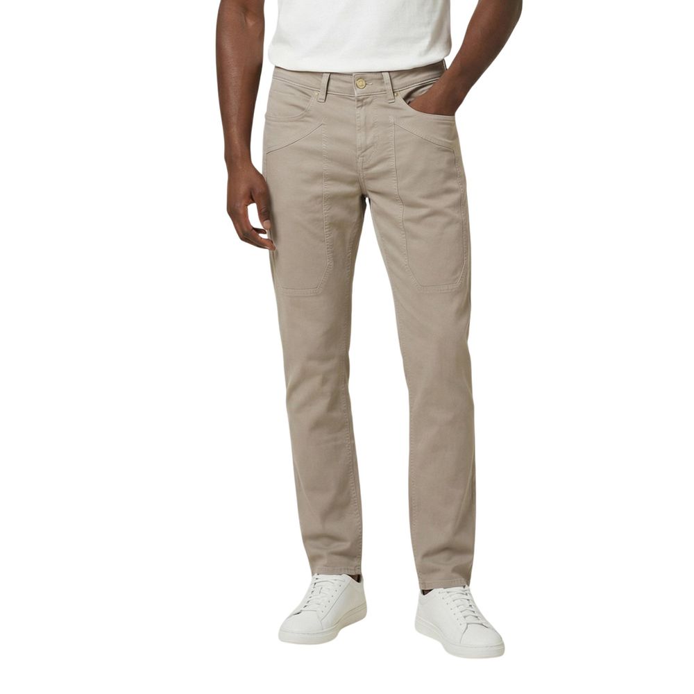 Beige Cotton Skinny Jeans