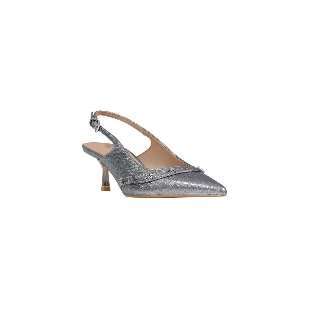 Silver Polyester High Heel Pumps