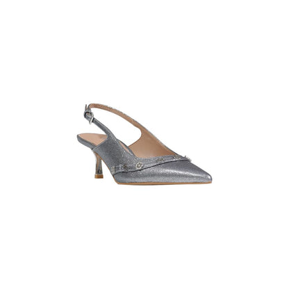 Silver Polyester High Heel Pumps
