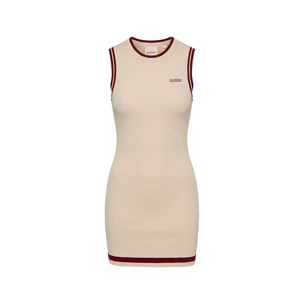 Beige Viscose Midi Dress