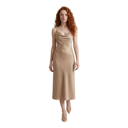 Beige Lyocell Long Dress