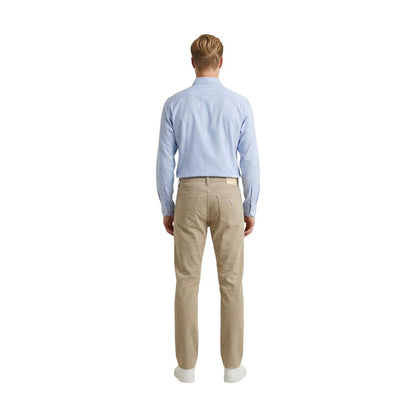 Beige Cotton Skinny Pants