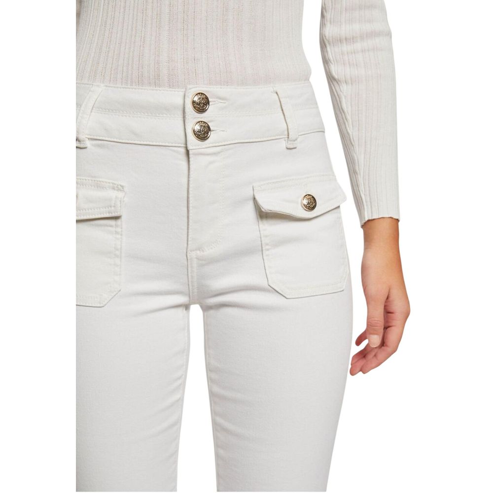 Beige Cotton Skinny Jeans