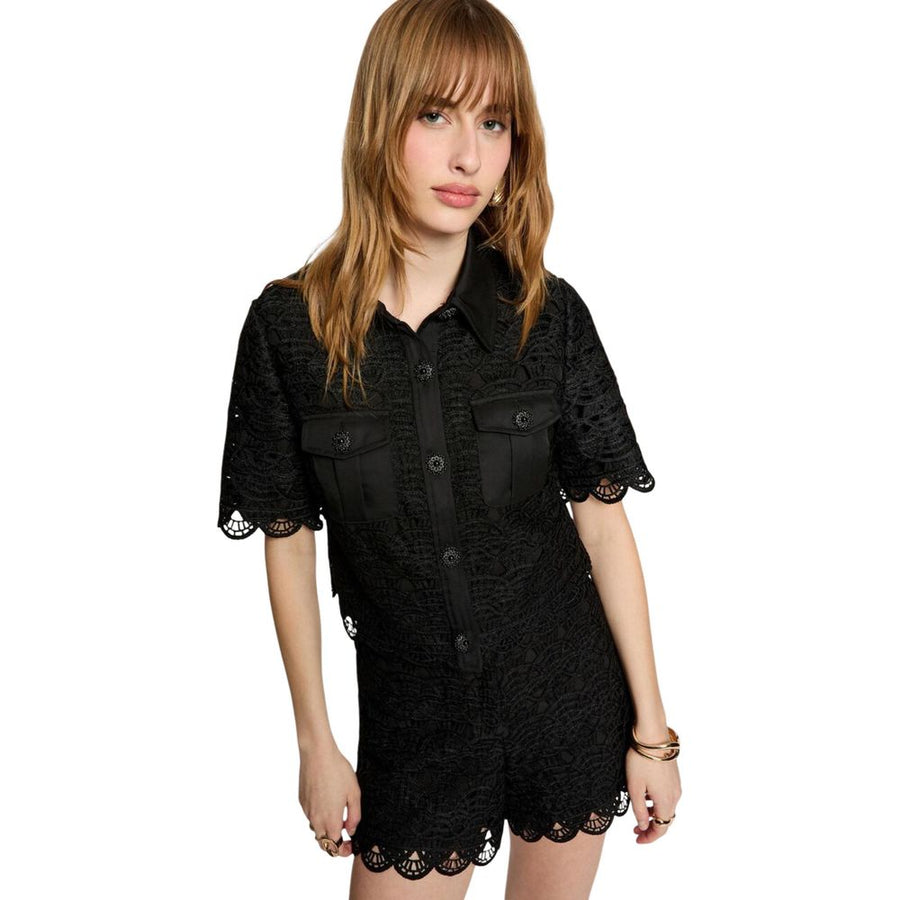 Black Polyester Shortsleeve Shirt