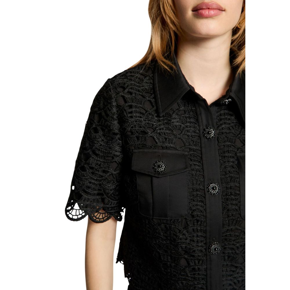 Black Polyester Shortsleeve Shirt