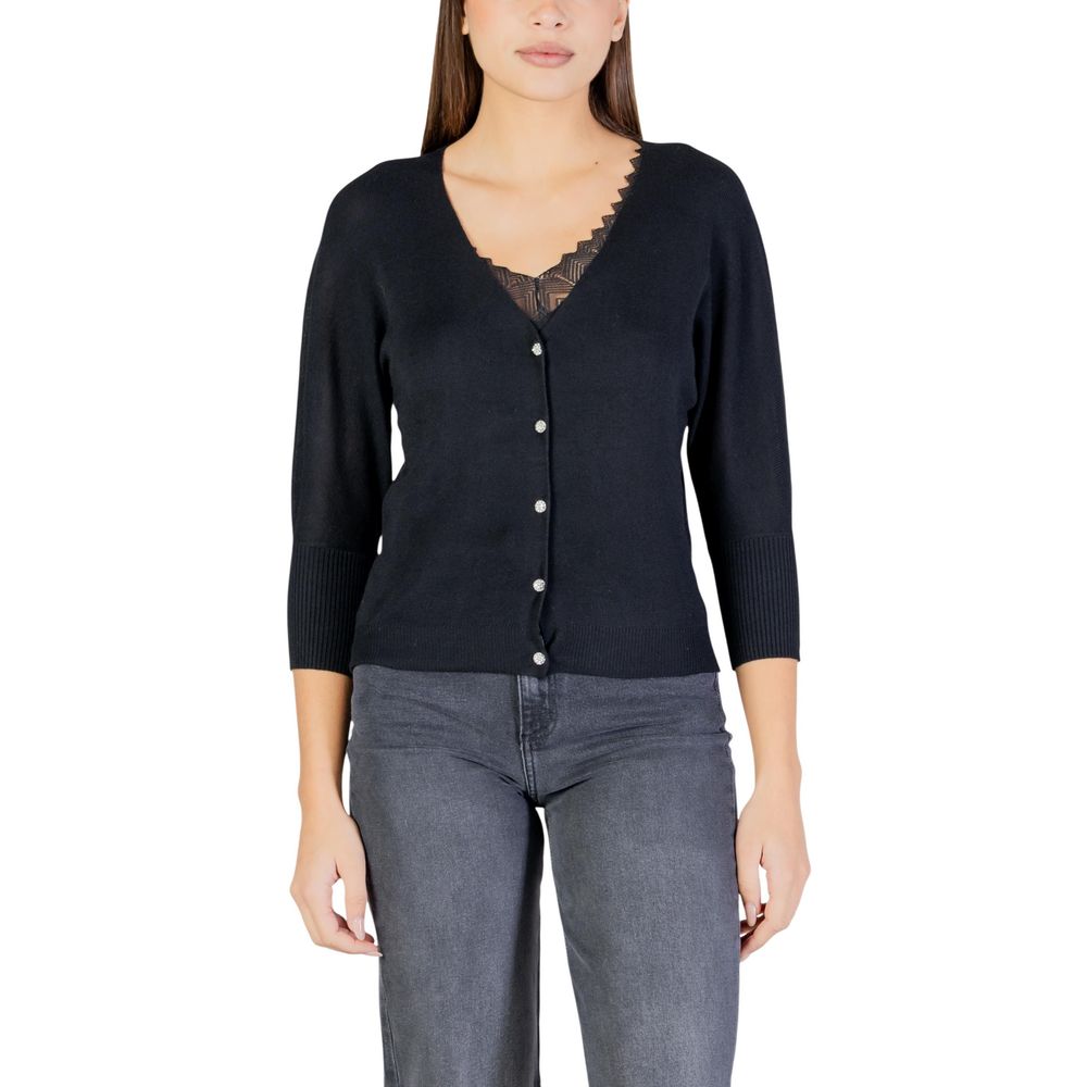 Black Polyester Cardigan