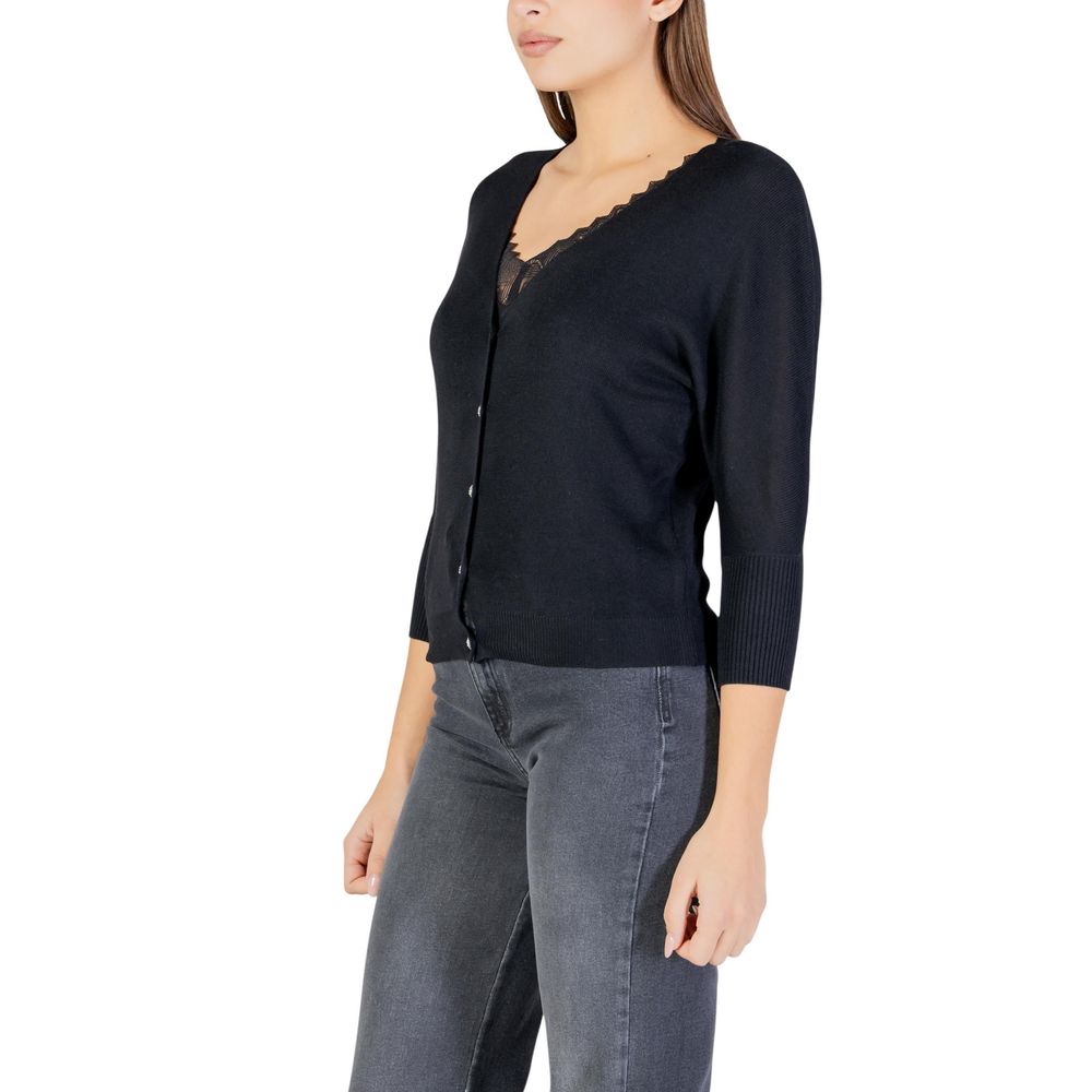 Black Polyester Cardigan