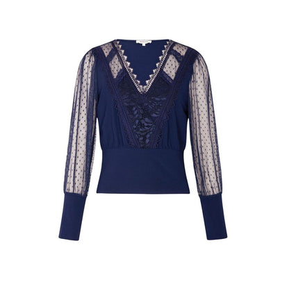Blue Polyester Long Sleeve T-Shirt
