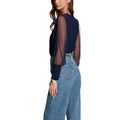 Blue Polyester Long Sleeve T-Shirt