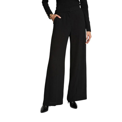 Black Polyester Casual Pants