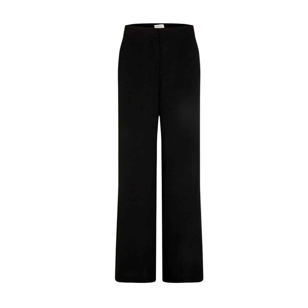 Black Polyester Casual Pants