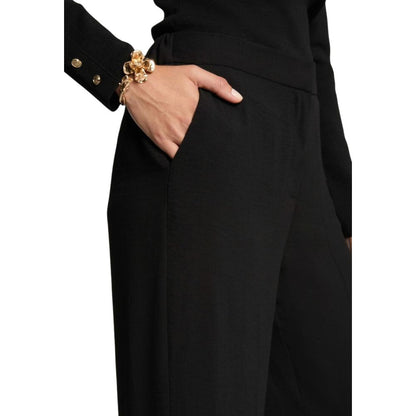 Black Polyester Casual Pants