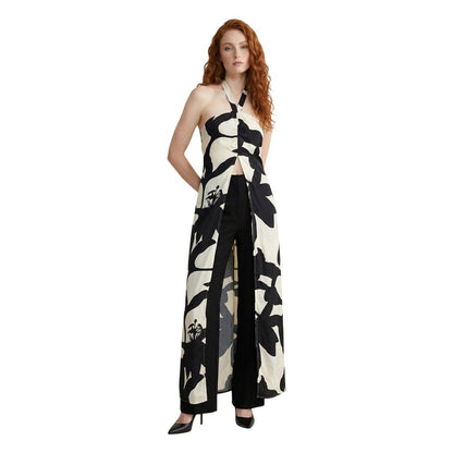 Black And White Viscose Long Dress