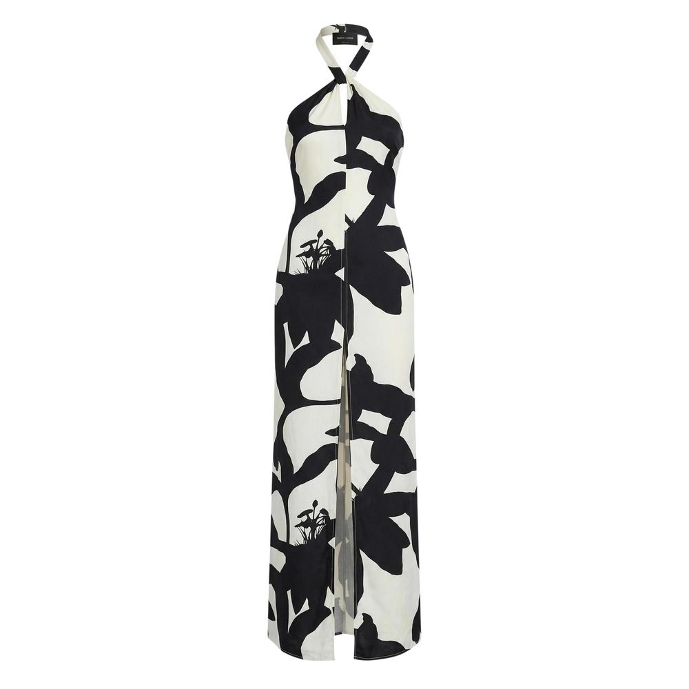 Black And White Viscose Long Dress