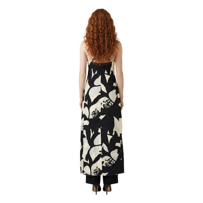 Black And White Viscose Long Dress