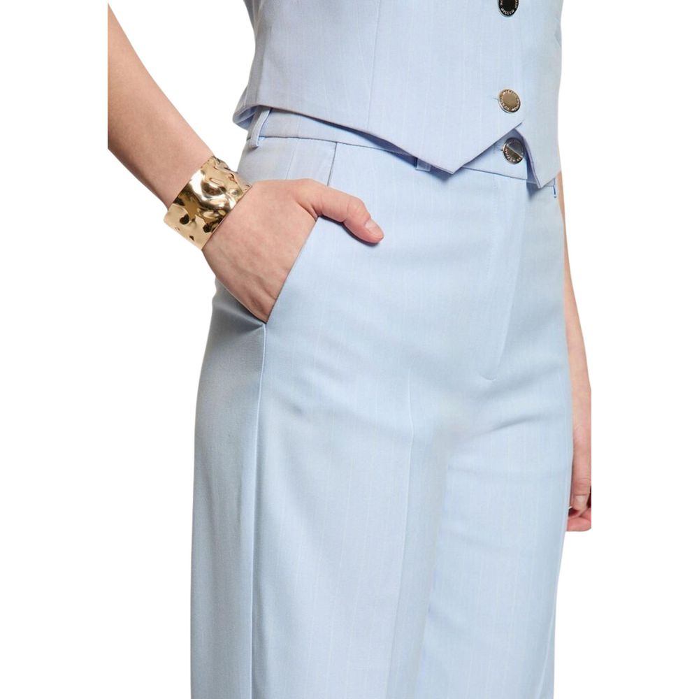 Blue Polyester Dress Pants