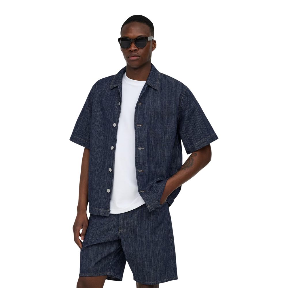 Blue Cotton Shortsleeve Shirt