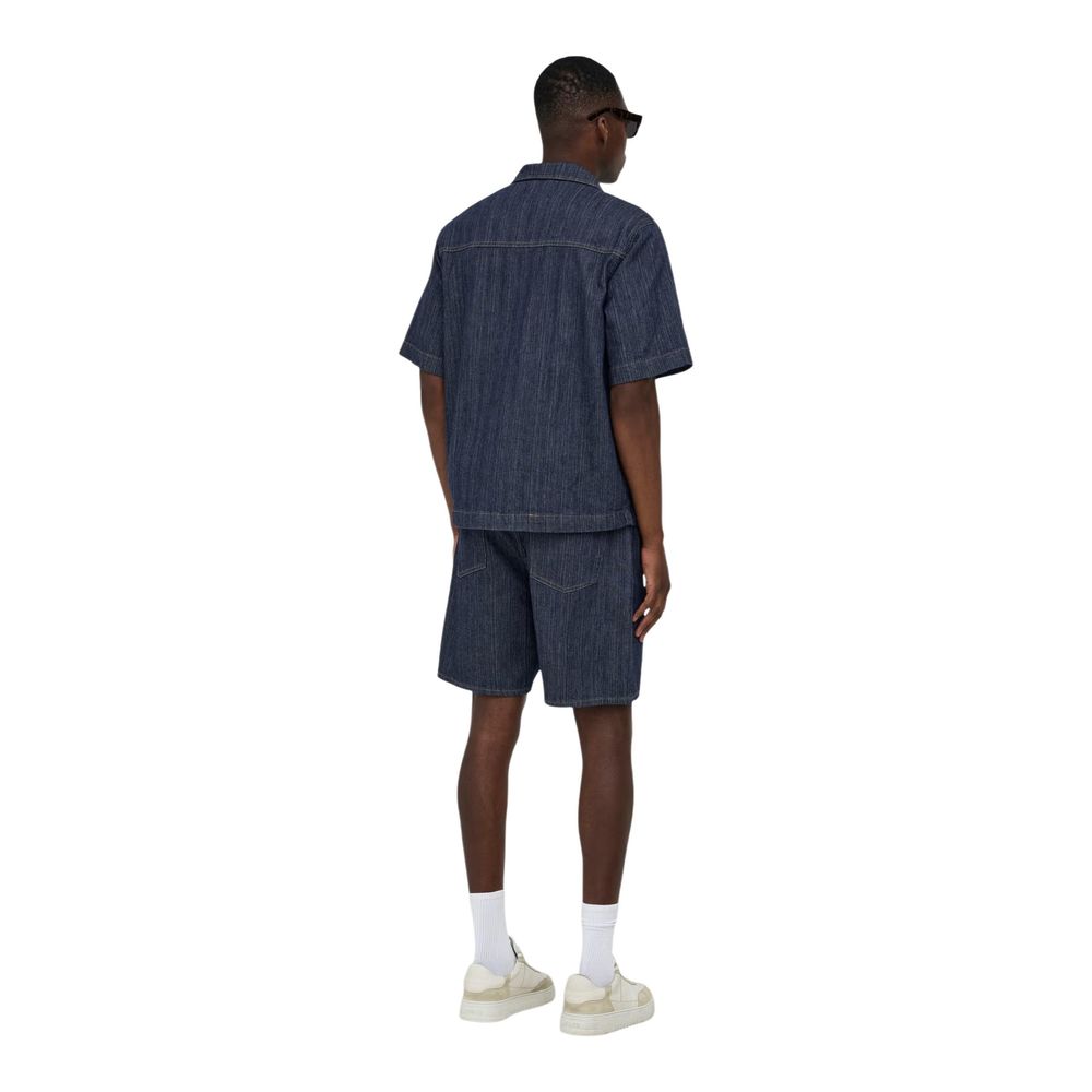 Blue Cotton Bermuda Shorts