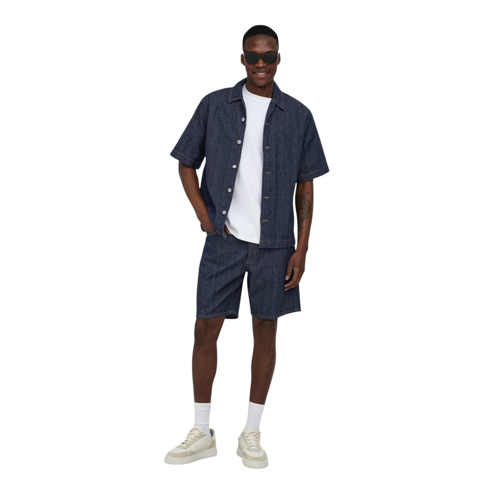 Blue Cotton Bermuda Shorts