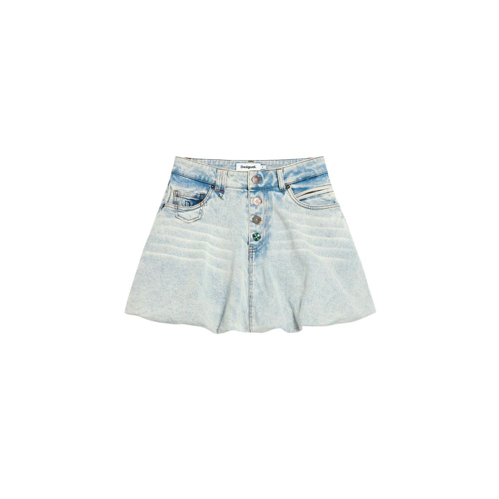 Blue Cotton Mini Skirt