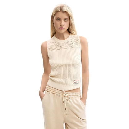 Beige Cotton Tank Tops
