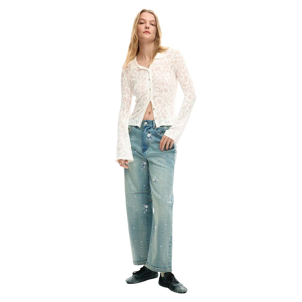 Cream Viscose Long Sleeve T-Shirt