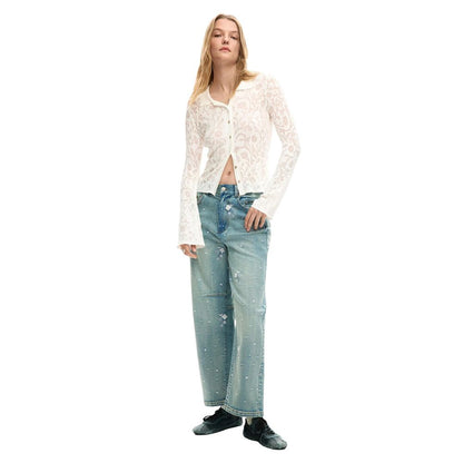 Cream Viscose Long Sleeve T-Shirt