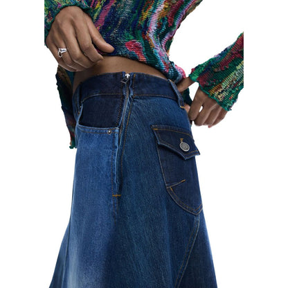Blue Cotton Long Skirt