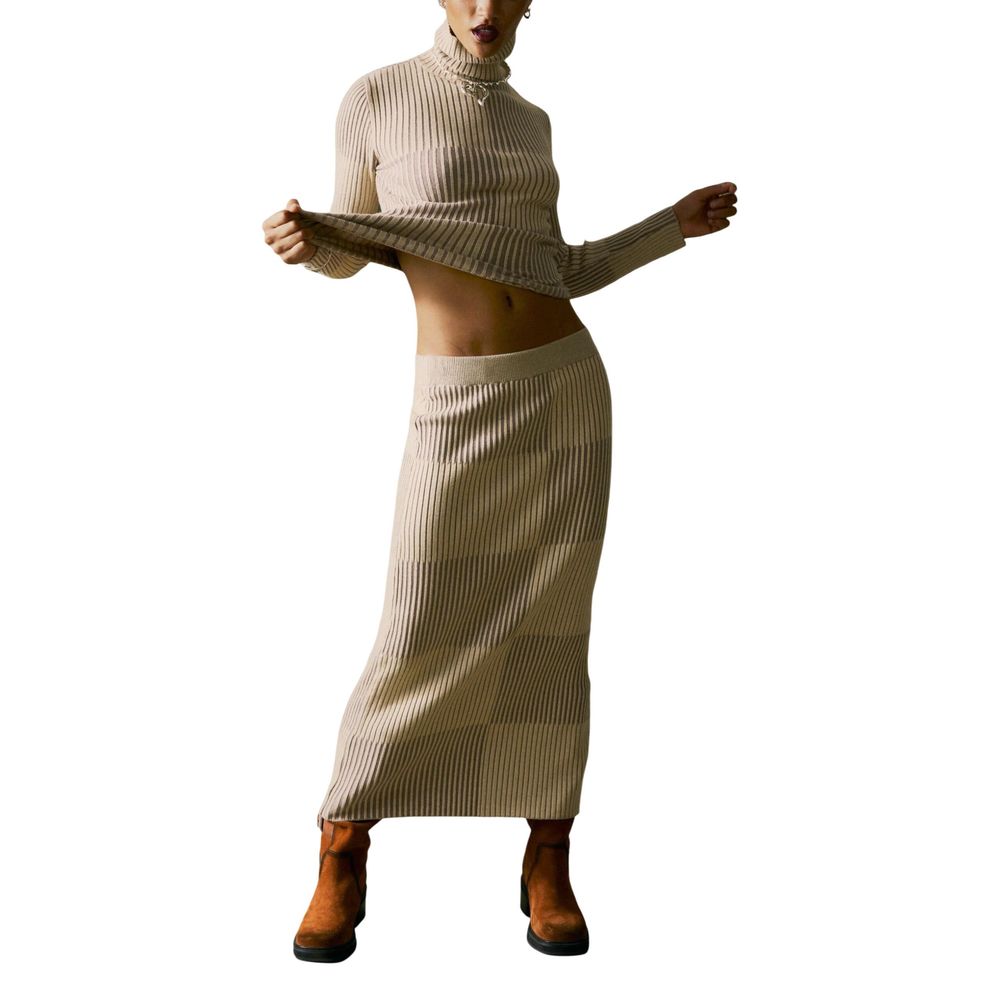 Beige Viscose Turtleneck