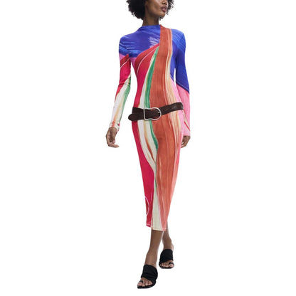 Purple Polyester Long Dress