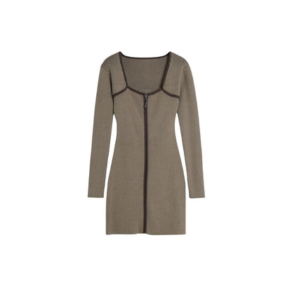 Brown Viscose Midi Dress