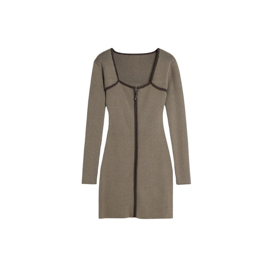 Brown Viscose Midi Dress