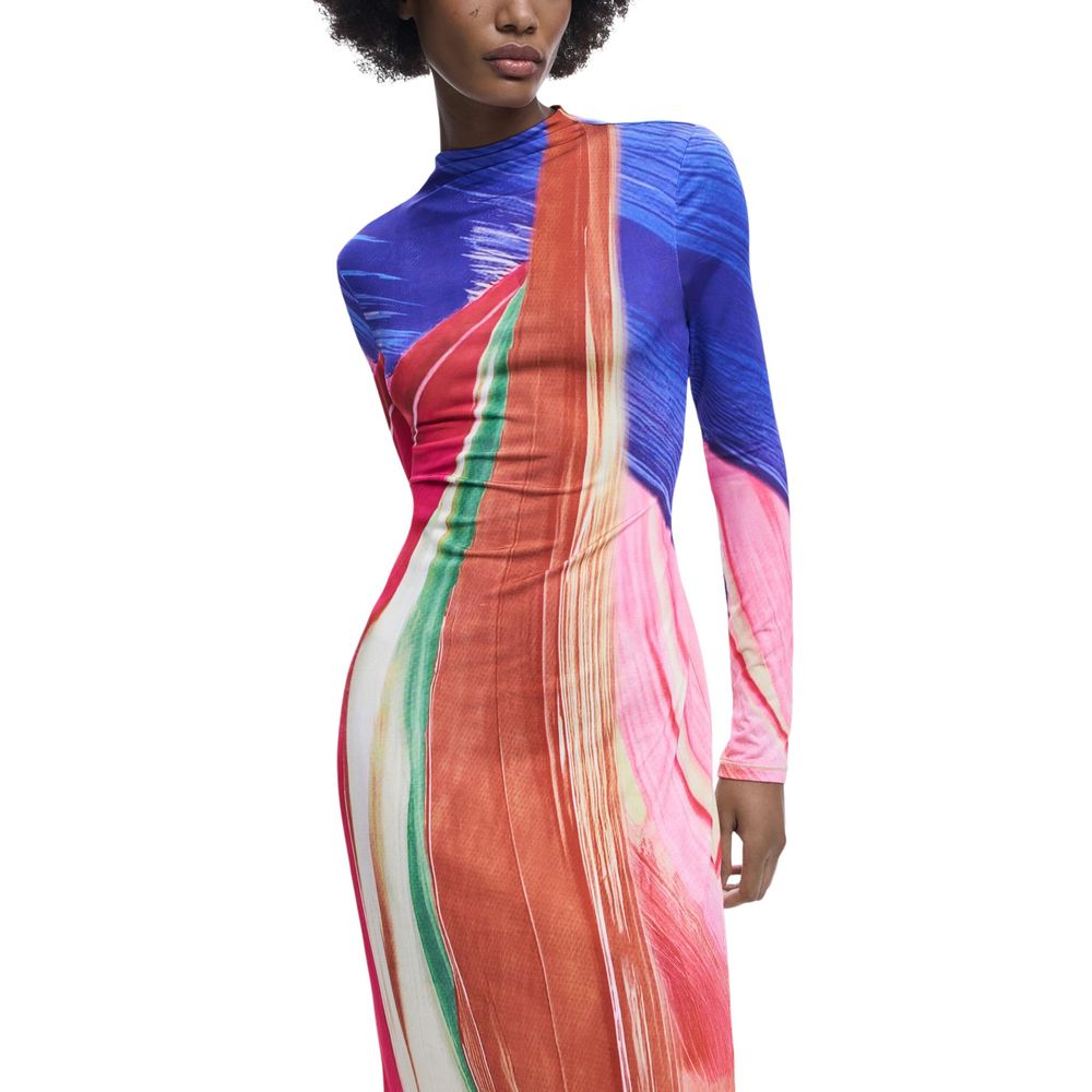 Purple Polyester Long Dress