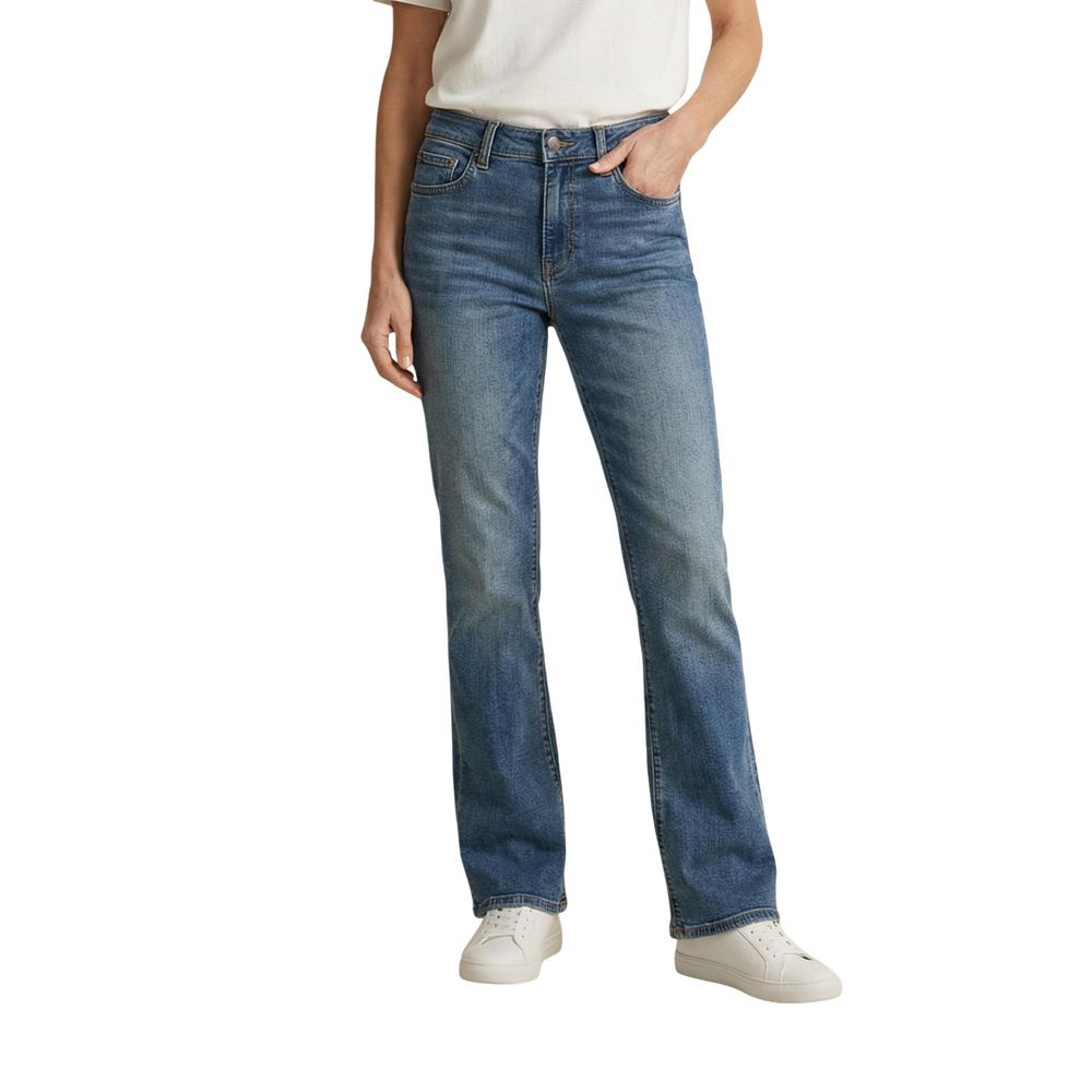Blue Cotton Bootcut Jeans