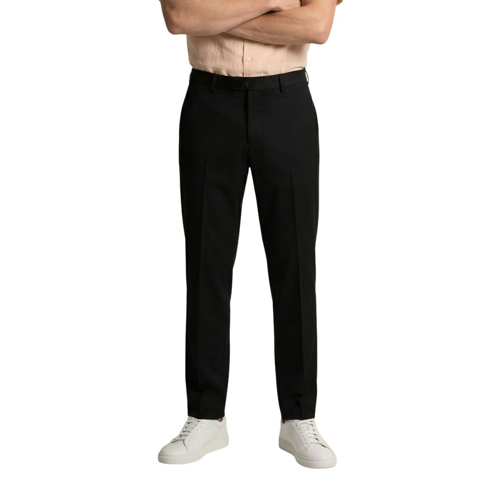 Black Polyester Skinny Pants