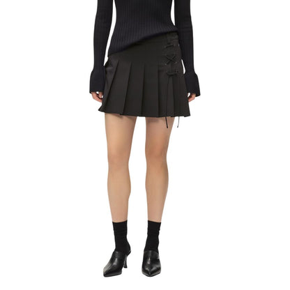 Black Polyester Mini Skirt