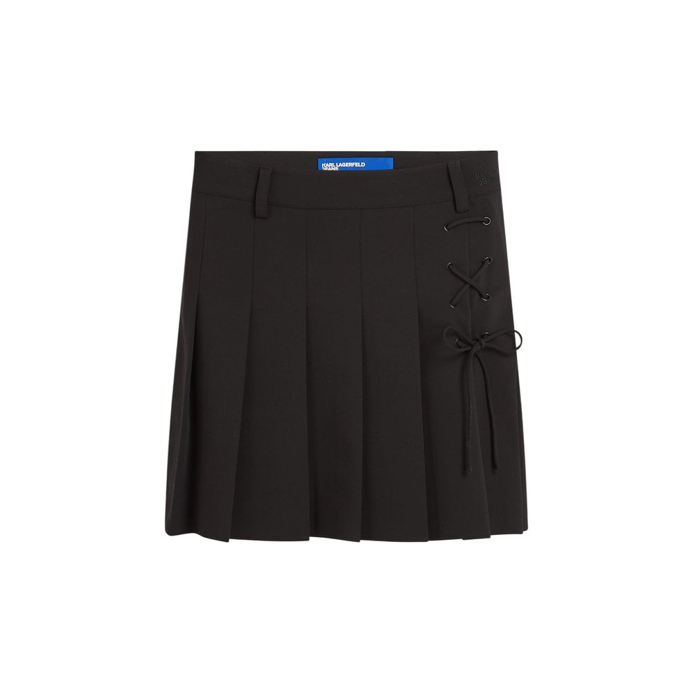Black Polyester Mini Skirt