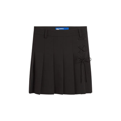 Black Polyester Mini Skirt