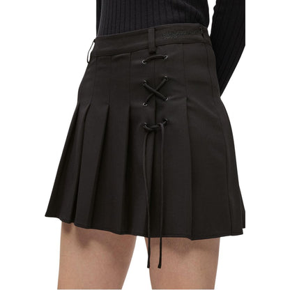 Black Polyester Mini Skirt