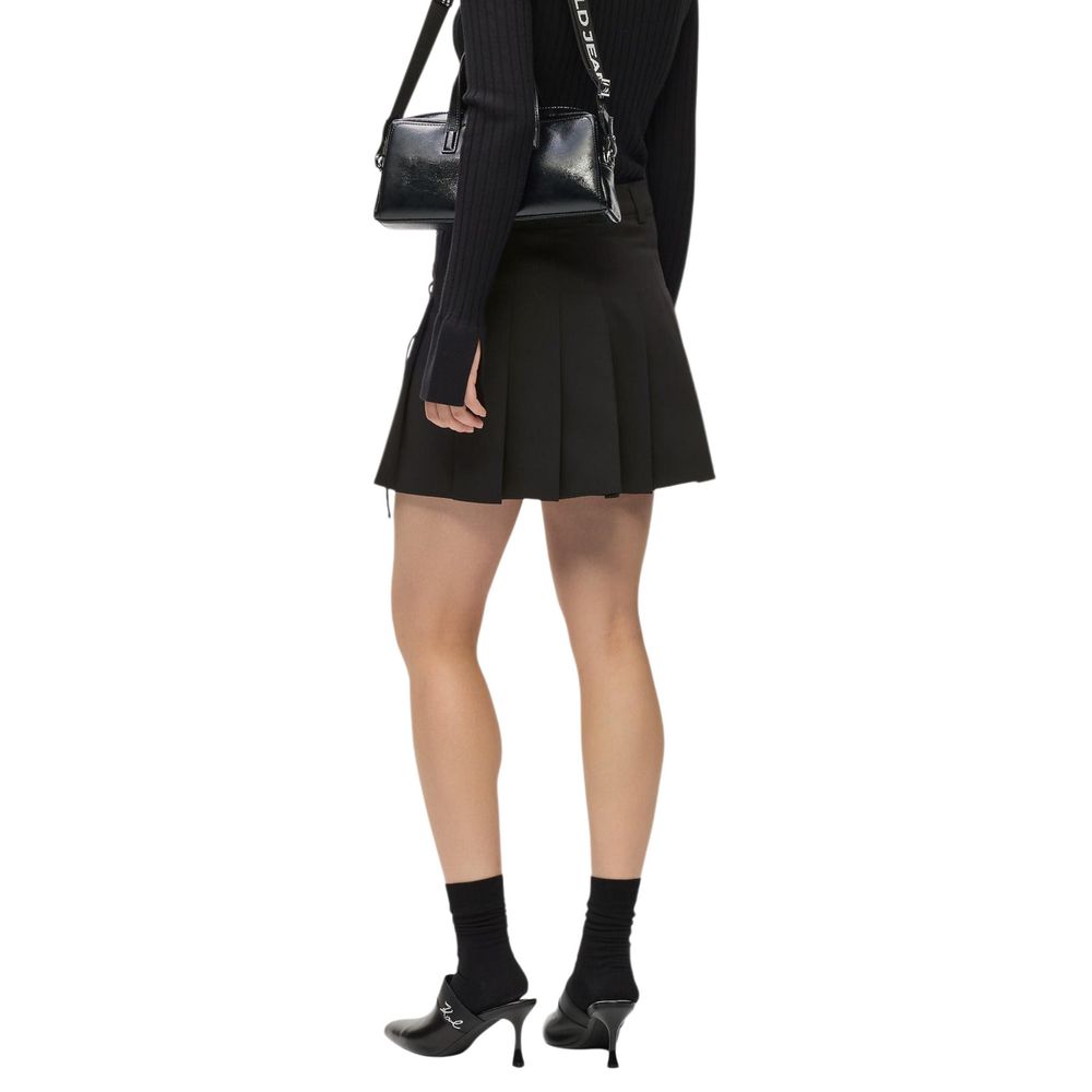 Black Polyester Mini Skirt
