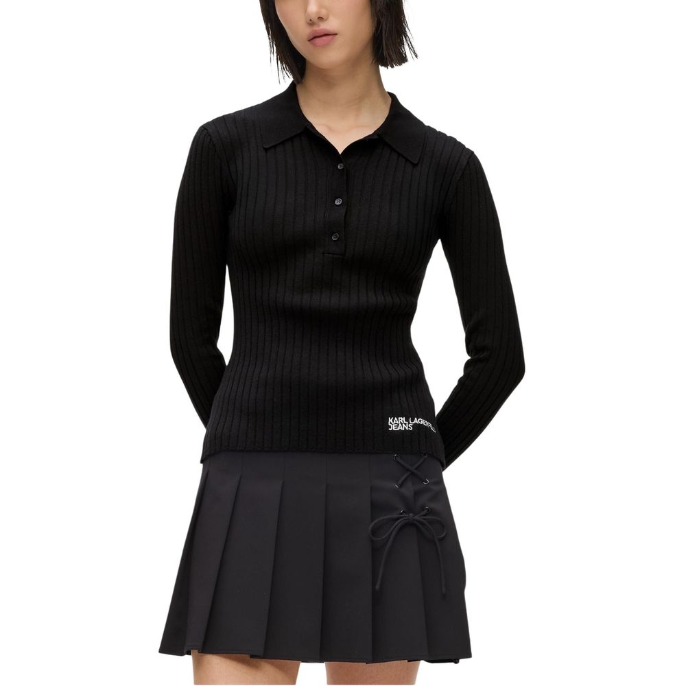 Black Viscose Long Sleeve T-Shirt