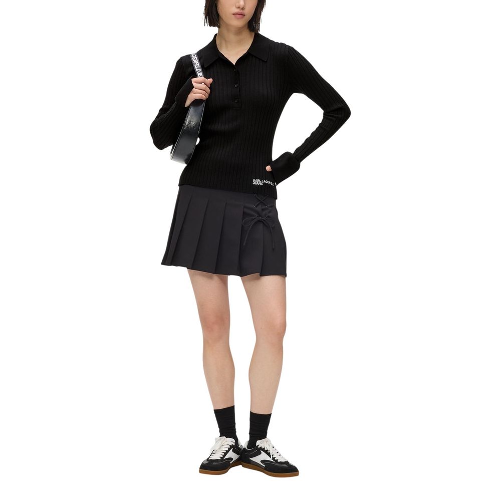 Black Viscose Long Sleeve T-Shirt