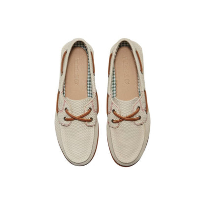 Beige Leather Platform Pumps